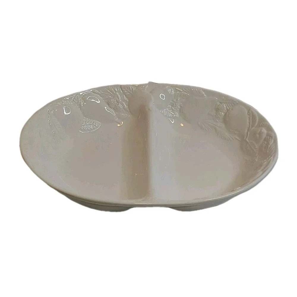 Winsor Browne AN12 Serving Dish‎ Embossed Floral Pattern Oval Made In Italy #8B6